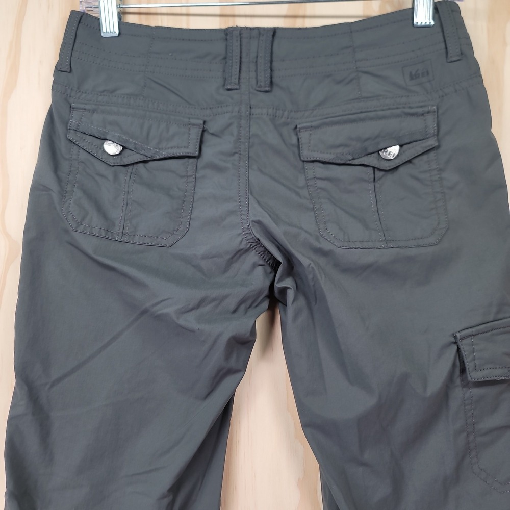 REI Hiking Pants Womens 0 Petite Gray Nylon Cargo Outdoor Draw String Waist Adj - Picture 12 of 16